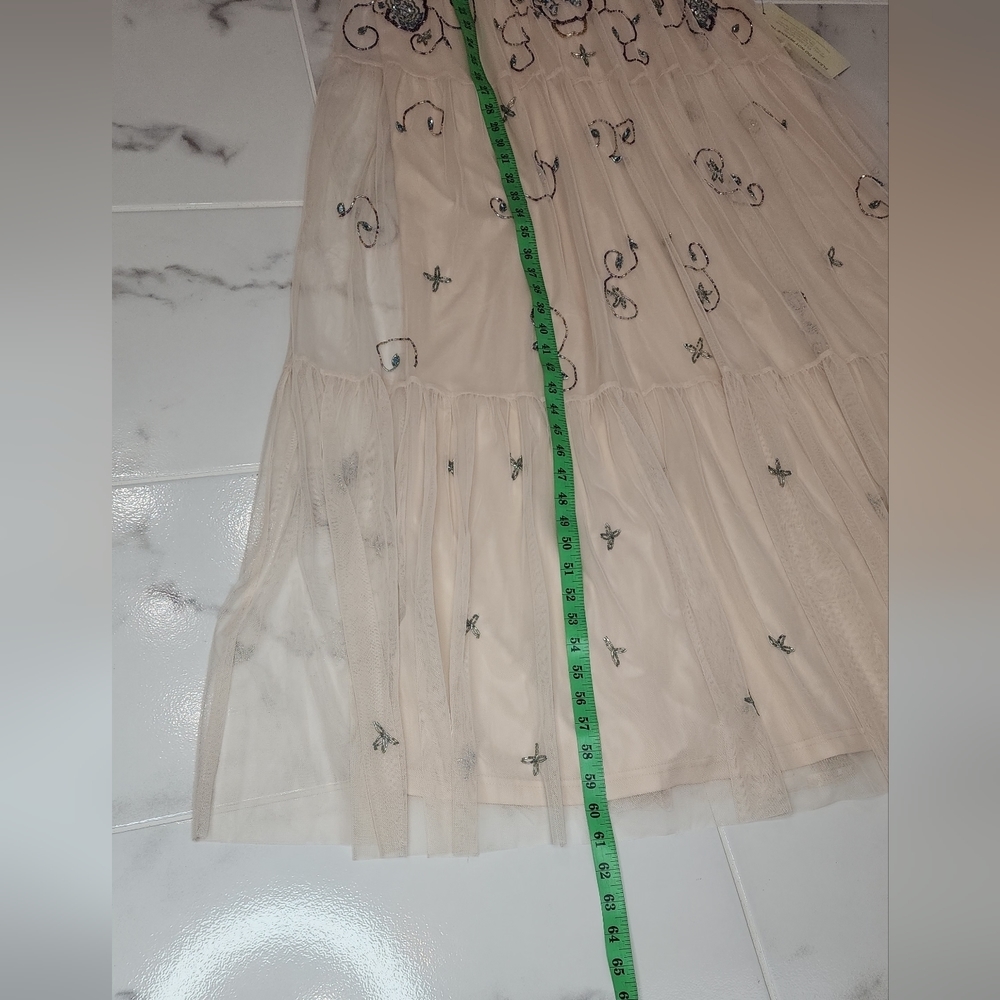 Adrianna Papell Sleeveless Halter Neck Beaded Mesh Keyhole Back Detail - Picture 11 of 12